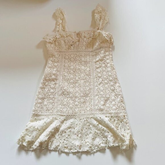 NWT Free People Cross My Heart Mini Dress Lace Crochet Laceup Boho Lined Beach - Picture 4 of 16